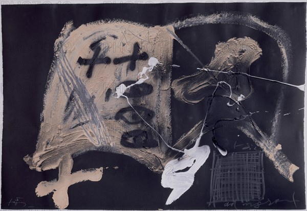 TAPIES ANTONI 1923-
UN LIBRO - 1991- TECNICA MIXTA- ARENA/OLEO
MADRID, GALERIA SOLEDAD