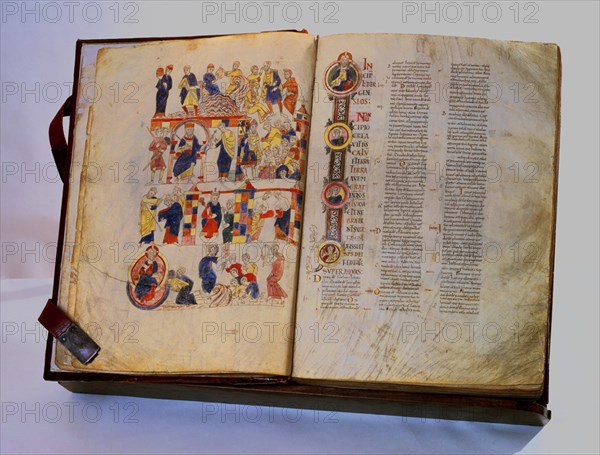 ILUSTRACION MINIADA DE LA BIBLIA DE RIPOLL - ESCENA DEL GENESIS - S XI - MS 5729- 6V -