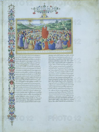 ILUSTRACION MINIADA DE LA BIBLIA - DEUTERONOMIO -MOISES CON LAS TABLAS DE LA LEY
VATICANO,
