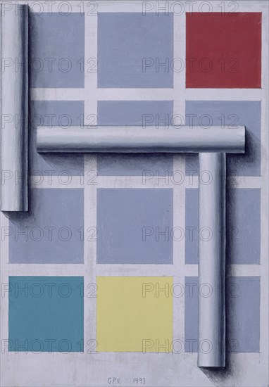 PEREZ VILLALTA GUILLERMO 1948-
RETICULA Y TRAMPANTOJO CUESTION DE EQUILIBRIO - 1993 - 50x35,5- DE