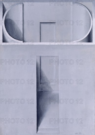 PEREZ VILLALTA GUILLERMO 1948-
TEMPLO CON DOS ABSIDES-1993 - 100x70- CARTON/TABLE- DE LA SERIE