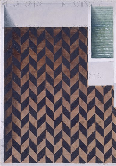 PEREZ VILLALTA GUILLERMO 1948-
PATIO CON ALBERCA- 1993 - 100x70- CARTON/TABLE- DE LA SERIE