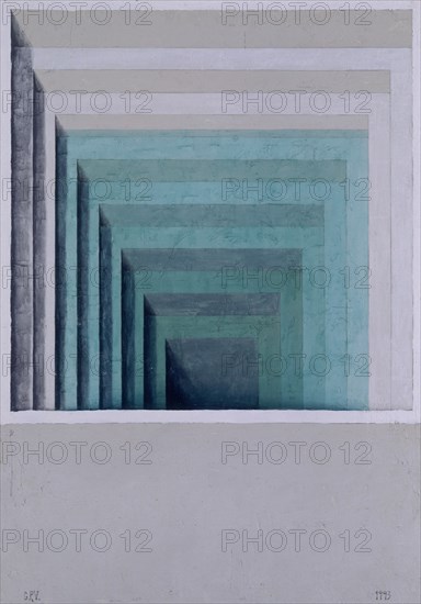 PEREZ VILLALTA GUILLERMO 1948-
CISTERNA CON ESCALONES- 1993 - 100x70- CARTON/TABLE- DE LA SERIE