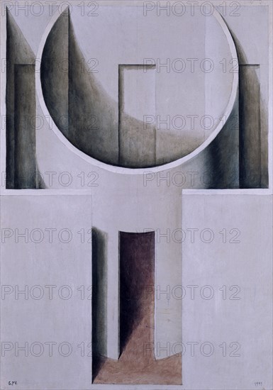 PEREZ VILLALTA GUILLERMO 1948-
TEMPLO CON TRES ALTARES- 1993 - 100x70- CARTON/TABLE- DE LA SERIE