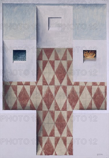 PEREZ VILLALTA GUILLERMO 1948-
PATIO CON CISTERNA Y HORNO- 1993 - 100x70- CARTON/TABLE- DE LA