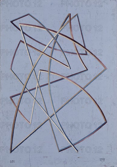 PEREZ VILLALTA GUILLERMO 1948-
LUGAR DE LAS RECTAS Y DE LAS CURVAS- 1993 - 100x70- CARTON/TABLE-