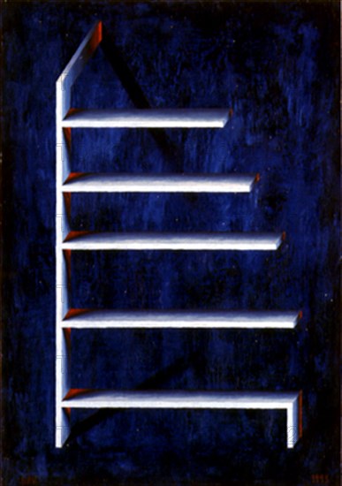 PEREZ VILLALTA GUILLERMO 1948-
LUGAR CON FONDO AZUL- 1993 - 100x70- CARTON/TABLE- SERIE