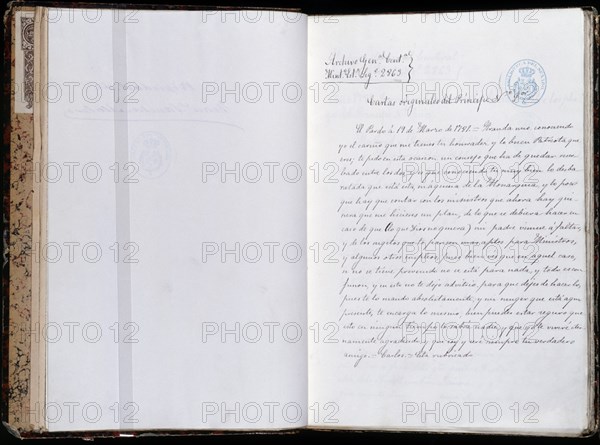 COPIA DE UNA CARTA DEL INFANTE DON CARLOS (FUTURO CARLOS IV) PIDIENDOLE CONSEJO AL CONDE DE