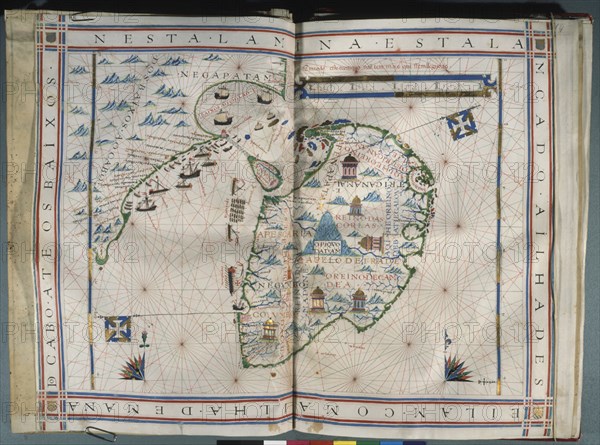 VAZ DOURADO FERNAO 1520/80
ATLAS PORTULANO - 1568
MADRID, COLECCION DUQUES DE ALBA
MADRID