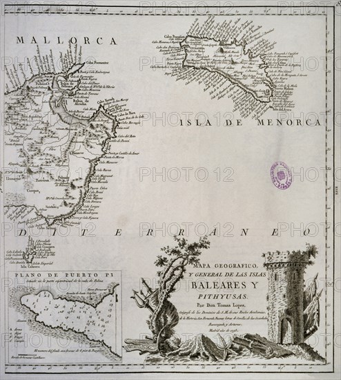 LOPEZ TOMAS 1730/1802
MAPA GEOGRAFICO Y GENERAL DE LAS ISLAS BALEARES Y PITHYUSAS - 1793
MADRID,