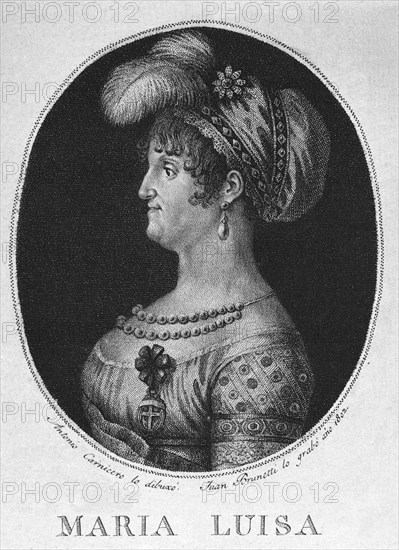 CARNICERO ANTONIO 1748/1814
RETRATO DE LA REINA MARIA LUISA - GRABADO POR JUAN BRUNETTI EN