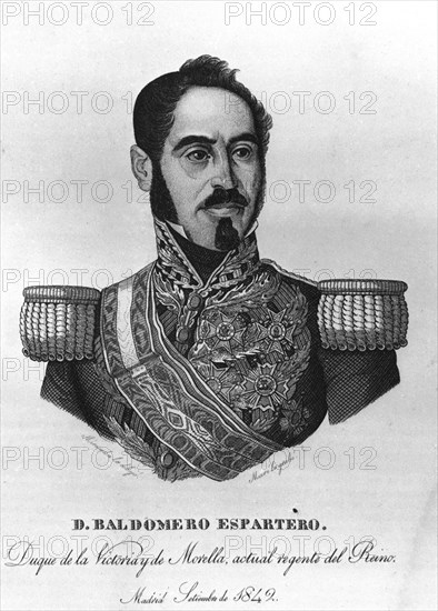 BALDOMERO ESPARTERO DUQUE DE LA VICTORIA Y DE MORELLA ACTUAL REGENTE DEL REINO- GRABADO