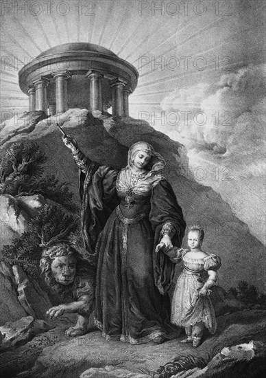 LOPEZ VICENTE 1772/1850
LA REINA ISABEL LA CATOLICA GUIA A ISABEL II AL TEMPLO DE LA GLORIA -