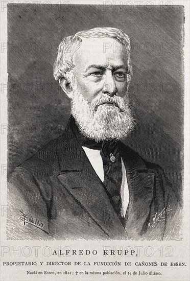 BADILLO
RETRATO DE ALFREDO KRUPP PROPIETARIO DE LA FUNDACION DE CAÑONES ESSEN - GRABADO S