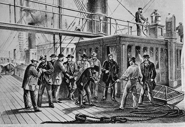 KELVIN LORD 1824/1907
COLOCACION DEL CABLE TELEGRAFICO SUBMARINO EN 1866
Grabados sin