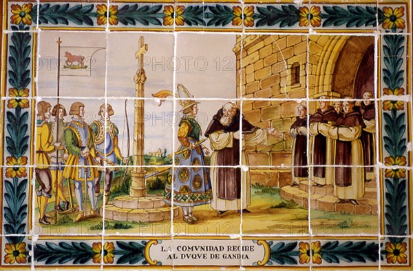 MOSAICO DE AZULEJOS - LA COMUNIDAD RECIBE AL DUQUE DE GANDIA
JAVEA, MONASTERIO NTRA SRA