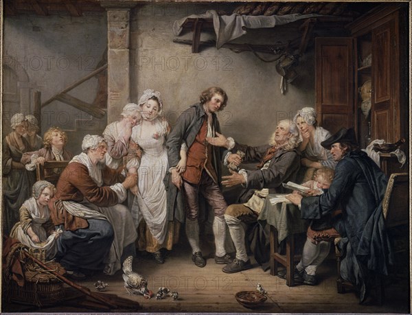 GREUZE JEAN BAPTISTE 1725/1805
EL ACUERDO DE LA ALDEA - S XVIII - 13x18
PARIS, MUSEO