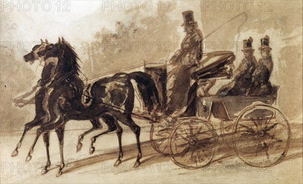 GUYS CONSTANTIN
NAPOLEON III CONDUCIENDO UN TILBURI - S XIX - 18,5x30 - ACUARELA
COLECCION