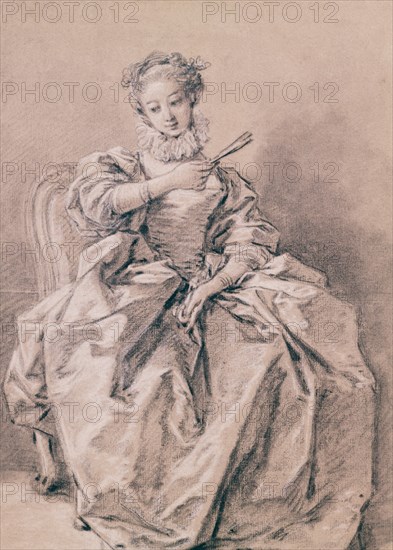 BOUCHER FRANÇOIS 1703/70
MUJER CON UN ABANICO - 1750 - DIBUJO - ROCOCO FRANCES
PARIS, MUSEO