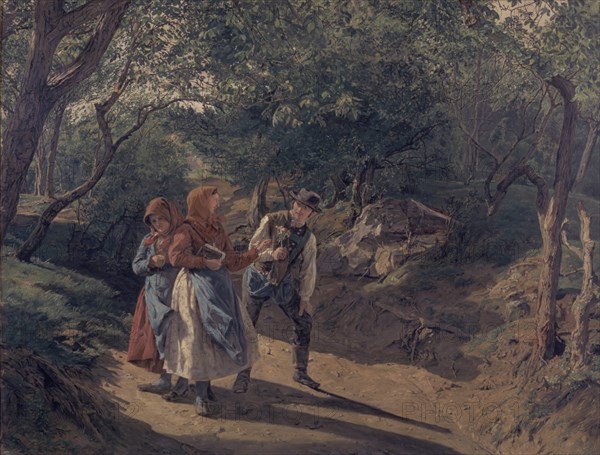 WALDMÜLLER FERDINAND 1793/1865
REENCUENTRO EN EL BOSQUE - S XIX - O/L - PINTURA AUSTRIACA
VIENA,