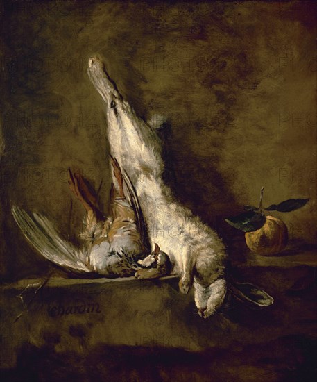 CHARDIN JEAN BAPTISTE SIMEON 1699/1779
CONEJO MUERTO CON PERDIZ ROJA - S XVIII - BARROCO