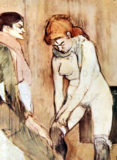 TOULOUSE LAUTREC 1864/1901
R- MUJER SUBIENDOSE LAS MEDIAS - 1894 - OLEO/CARTON - 58x46 -