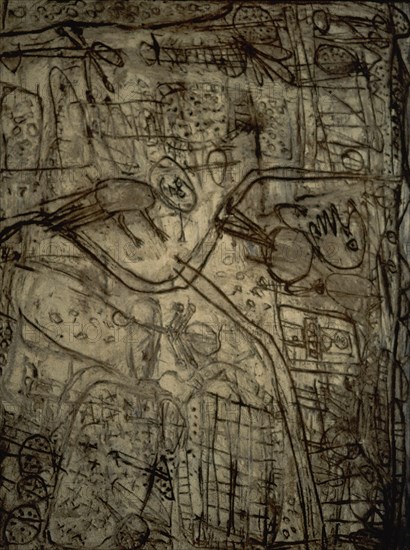 DUBUFFET JEAN 1901/85
PAISAJE CON BORRACHOS-1949-OLEO Y ARENA SOBRE LIENZO- ARTE