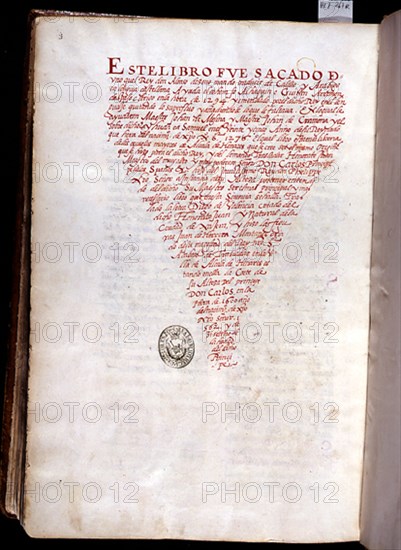ULTIMA HOJA DE LA COPIA DEL LIBRO DEL SABER DE ASTRONOMIA - EJEMPLAR DE JUAN HONORATO DE 1562
SAN