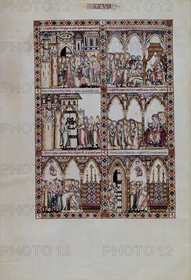 ALFONSO X EL SABIO 1221/84
MTI1-CANTIGA STA MARIA Nº27-F41V-LA VIRGEN TOMA LA SINAGOGA DE LOS