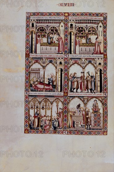 ALFONSO X EL SABIO 1221/84
MTI1-CANTIGA STA MARIA Nº108-F155V-MERLIN PIDE QUE EL HIJO DEL JUDIO