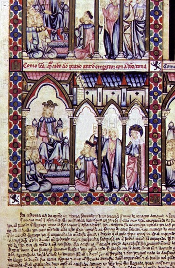 Alfonso X the Wise (1221-1284)
Saint Mary Song # 17
Virgin interceding on behalf of a lady, in