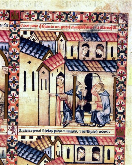 ALFONSO X EL SABIO 1221/84
D-MS.B.R.20- CANTIGA STA MARIA-F5-B-JUDIOS MOFANDOSE DE