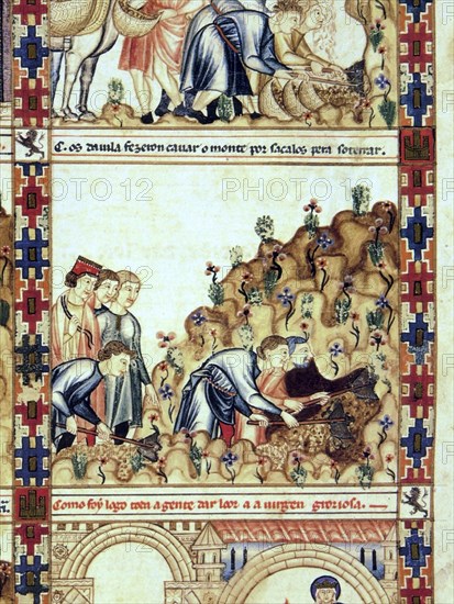 ALFONSO X EL SABIO 1221/84
D-MS.B.R.20-CANTIGA STA MARIA-Nº252-F82-D-ARENERO SACA ARENA PARA OBRA