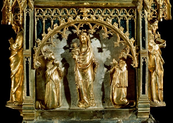 DETALLE DE LA CUSTODIA DE LOS CORPORALES - 1341- PLATA DORADA - ORFEBRERIA GOTICA
DAROCA,