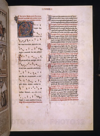ALFONSO X EL SABIO 1221/84
MTI1-CANTIGA STA MARIA Nº8-15R-TEXTO-ESTROFA EN VERSO GALAICO