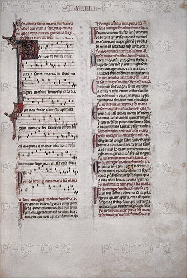 ALFONSO X EL SABIO 1221/84
MTI1-CANTIGA STA MARIA Nº18-F30R-TEXTO-ESTROFA EN VERSO GALAICO