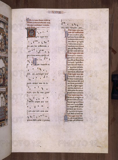 ALFONSO X EL SABIO 1221/84
MTI1-CANTIGA STA MARIA Nº28-F42R-TEXTO-ESTROFA EN VERSO GALAICO
