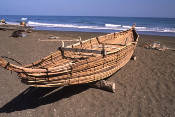 Shasha, sur la côte nord du Sultanat d'Oman.
Bateau traditionnel en palmier tressé
