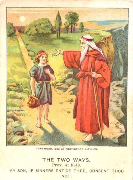 Bible card art `the two ways` Prov.4 10-19