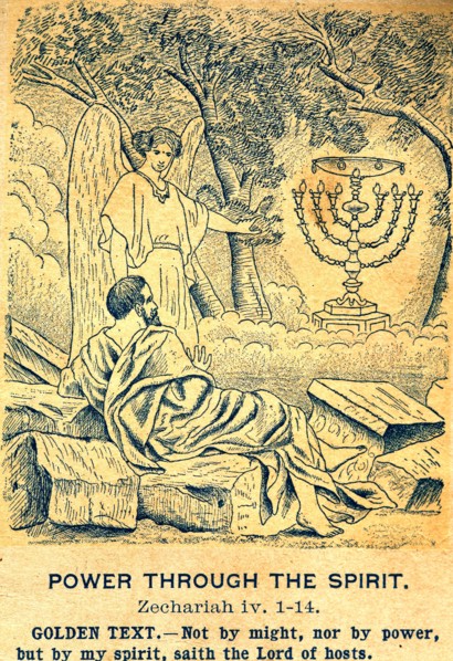 Old bible lesson card `power through the spirit`