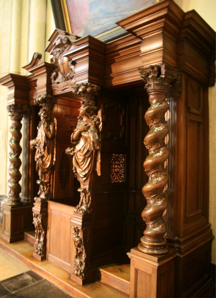 12th centry confessional St Anne`s Church in Brisges Belgium