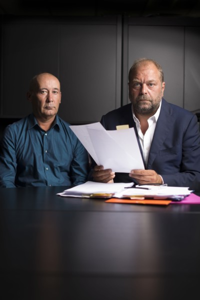 Loïc Sécher et son avocat Eric Dupond-Moretti