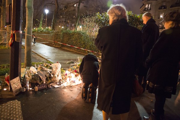 Hommage au lendemain de l'attentat de Charlie Hebdo, 2015