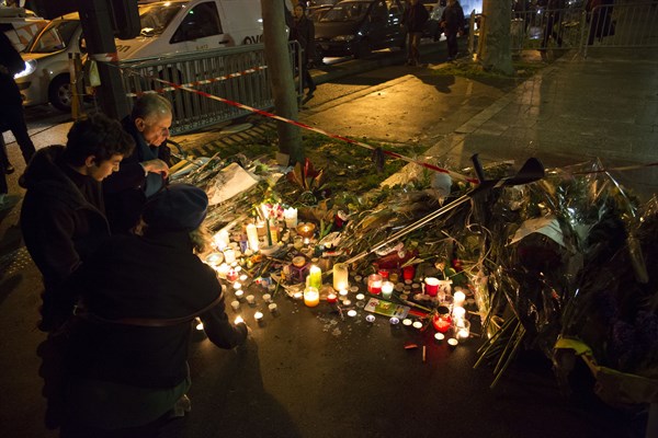 Hommage au lendemain de l'attentat de Charlie Hebdo, 2015