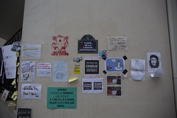 Hommage au lendemain de l'attentat de Charlie Hebdo, 2015