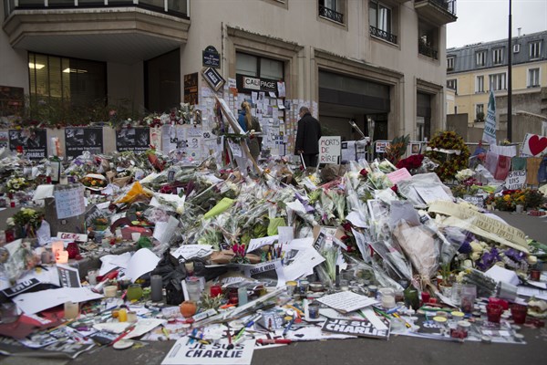Hommage au lendemain de l'attentat de Charlie Hebdo, 2015