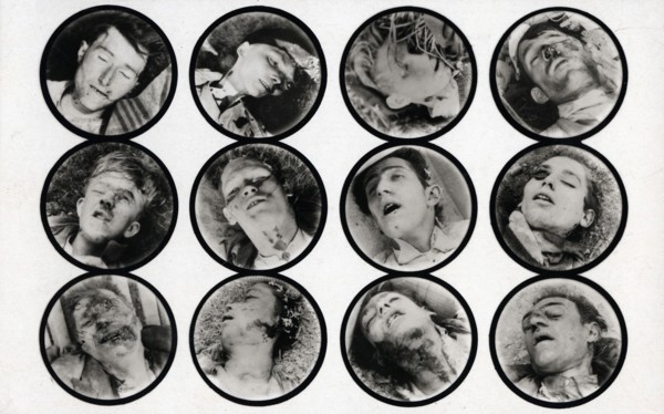 Douze visages de suppliciés, victimes des Allemands