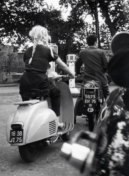 Motor scooters in the streets of Paris