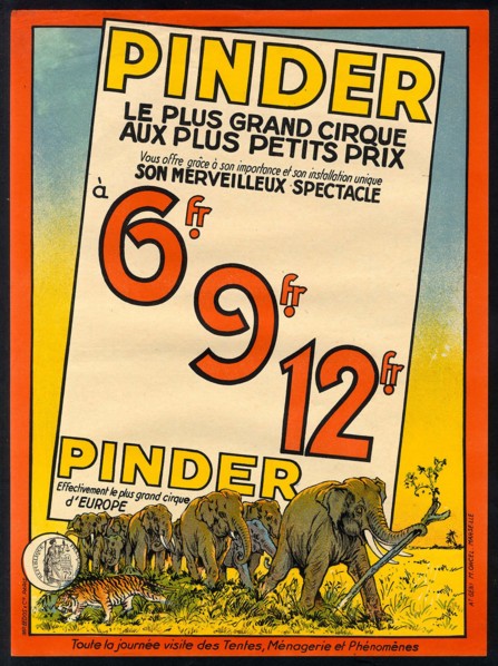 Affiche pour le cirque Pinder