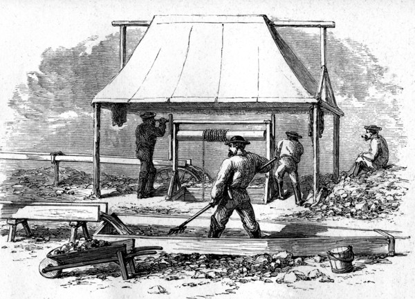 Extracting and washing gold, 1866